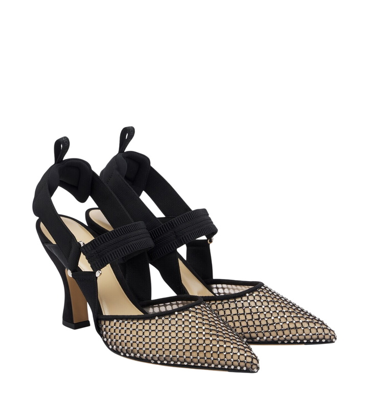 Photo: Fendi Colibrì embellished mesh and suede pumps