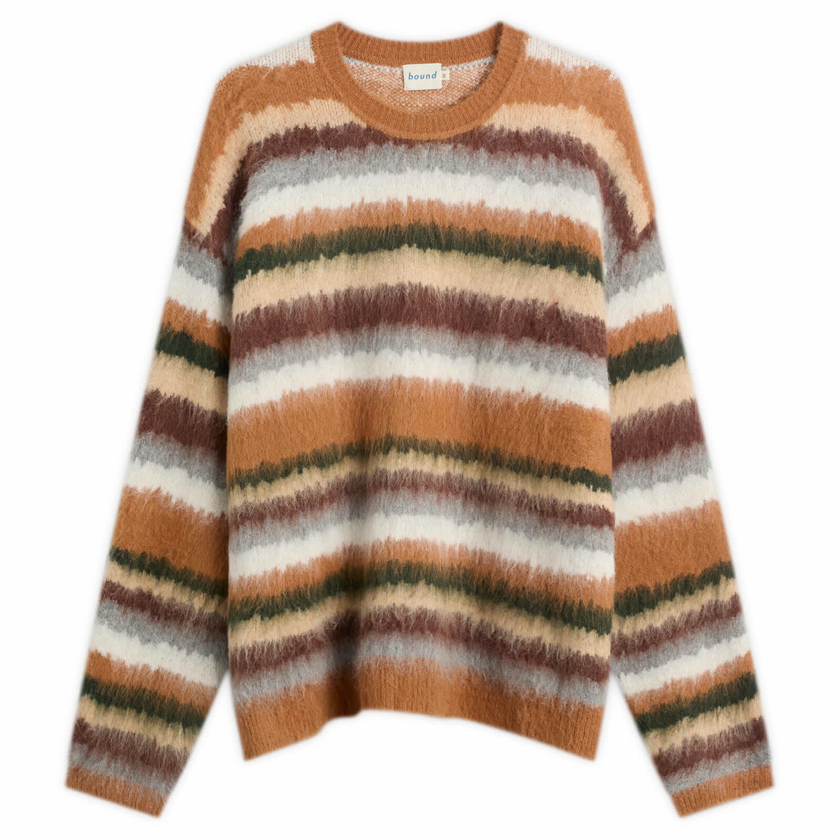 Bound Men's Alpaca Brushed Stripe Jumper in Tan Multi