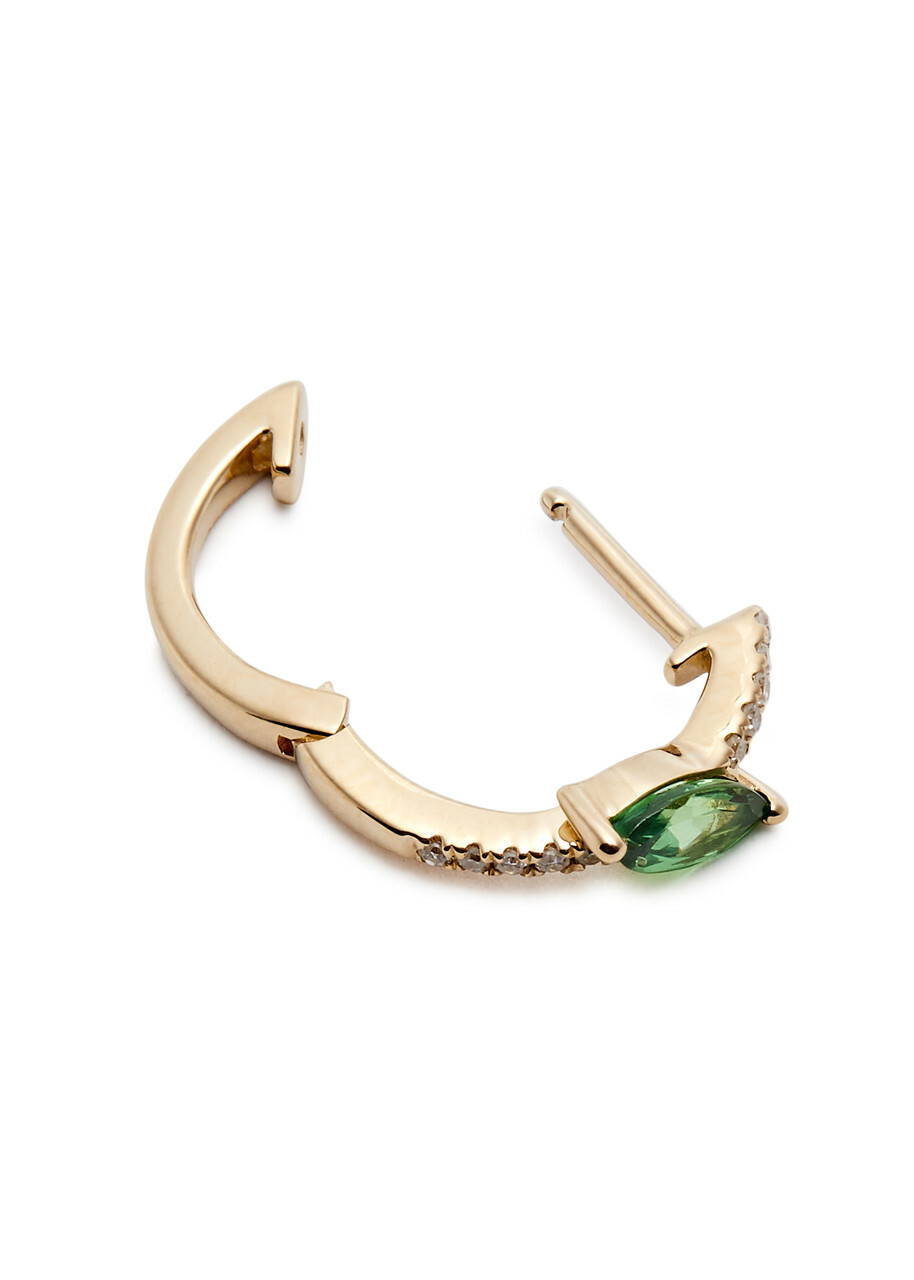 Roxanne First 14kt White Gold Single Hoop Earring - Green - One Size
