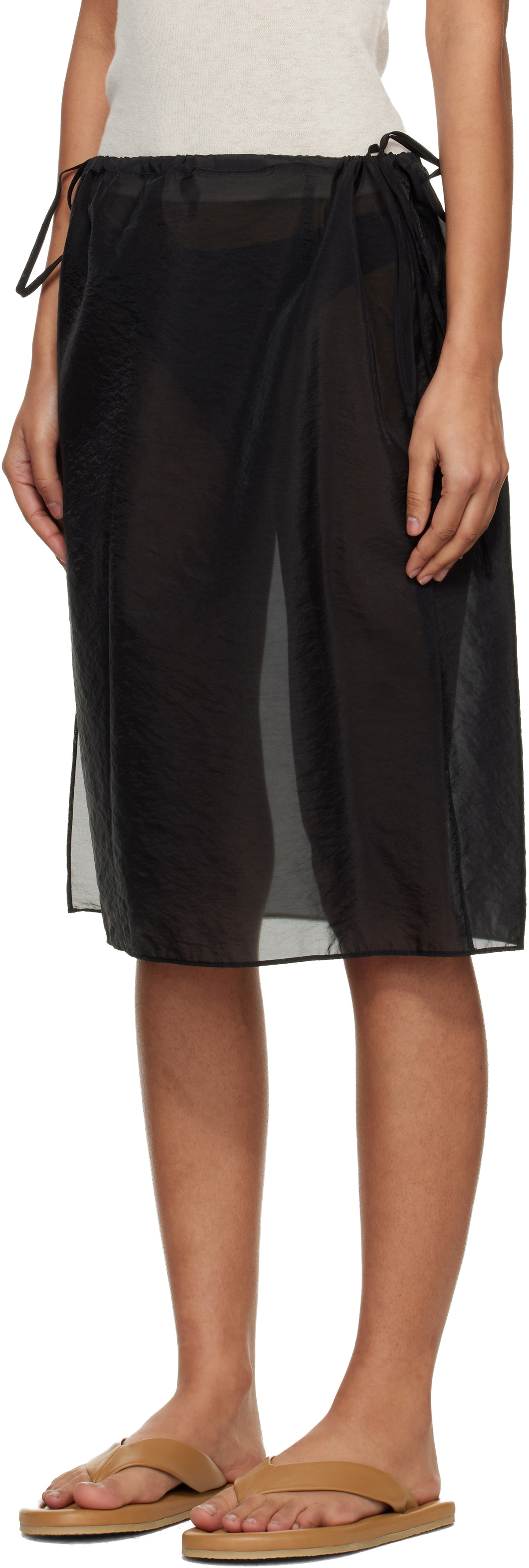 Dunst Black See-Through Layering Midi Skirt