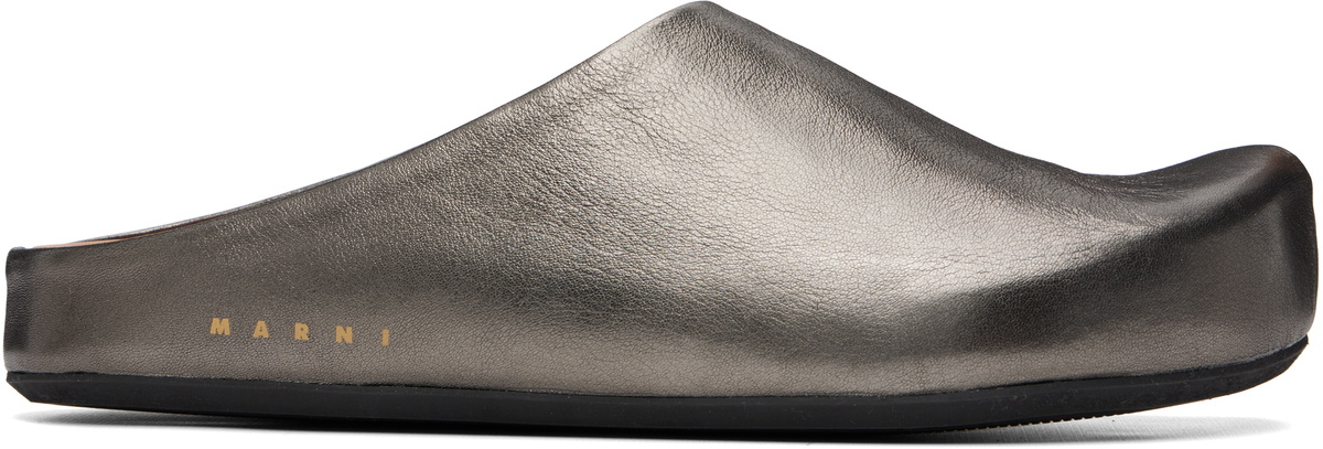 Marni Gunmetal Fussbett Sabot Slip-on Loafers