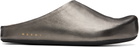 Marni Gunmetal Fussbett Sabot Slip-on Loafers