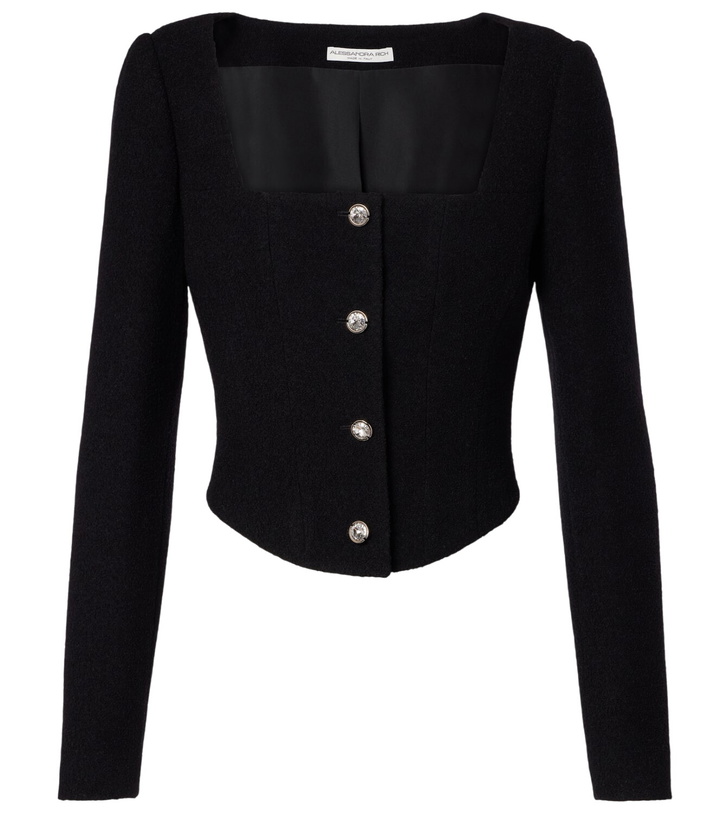 Photo: Alessandra Rich Wool-blend twill bouclé jacket