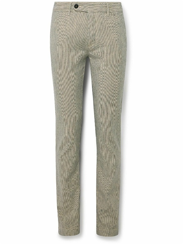 Photo: Massimo Alba - Winch2 Slim-Fit Striped Cotton-Blend Trousers - Neutrals