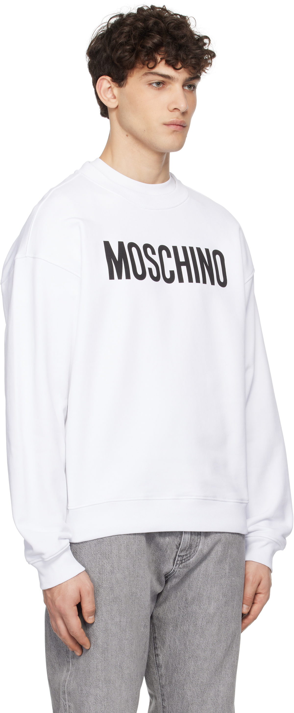 Moschino White 'Moschino' Institutional Sweatshirt