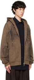 Feng Chen Wang Brown Deconstruction Printed Hoodie