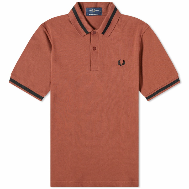 Photo: Fred Perry Men's Single Tipped Polo Shirt in Whisky Brown/Black