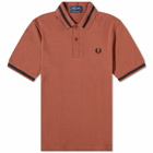 Fred Perry Men's Single Tipped Polo Shirt in Whisky Brown/Black