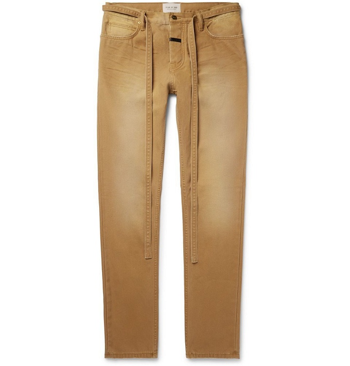 Photo: Fear of God - Slim-Fit Belted Cotton-Canvas Trousers - Tan