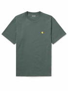 Carhartt WIP - Chase Logo-Embroidered Cotton-Jersey T-Shirt - Gray