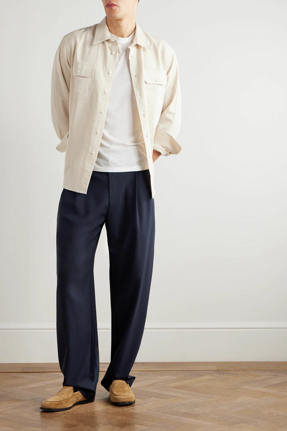 De Bonne Facture - Artist Wide-Leg Pleated Wool Trousers - Blue