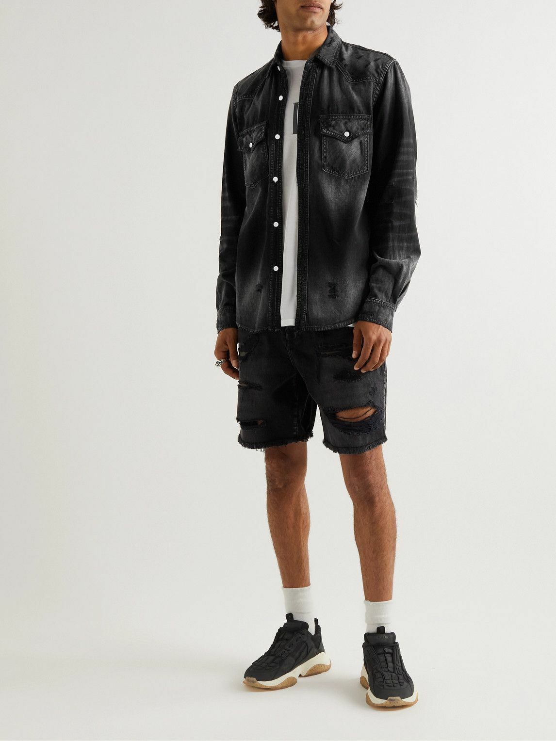 夏の断捨離！AMIRI distressed denim shirts Amiri - Distressed denim shirt Amiri