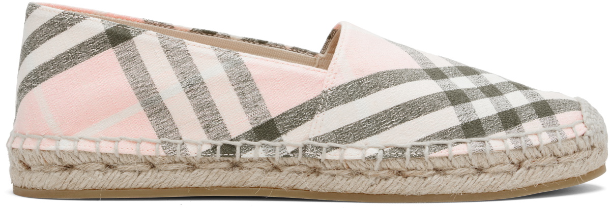 Burberry Pink & Khaki Check Mews Espadrilles​
