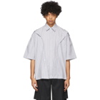 Feng Chen Wang Grey and White Stripe Layered Shirt