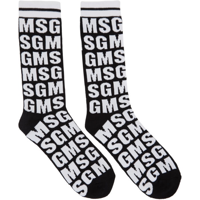 Photo: MSGM Black Logo Pattern Socks 
