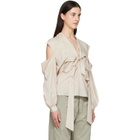 Acne Studios Beige Cut-Out Bow Blouse