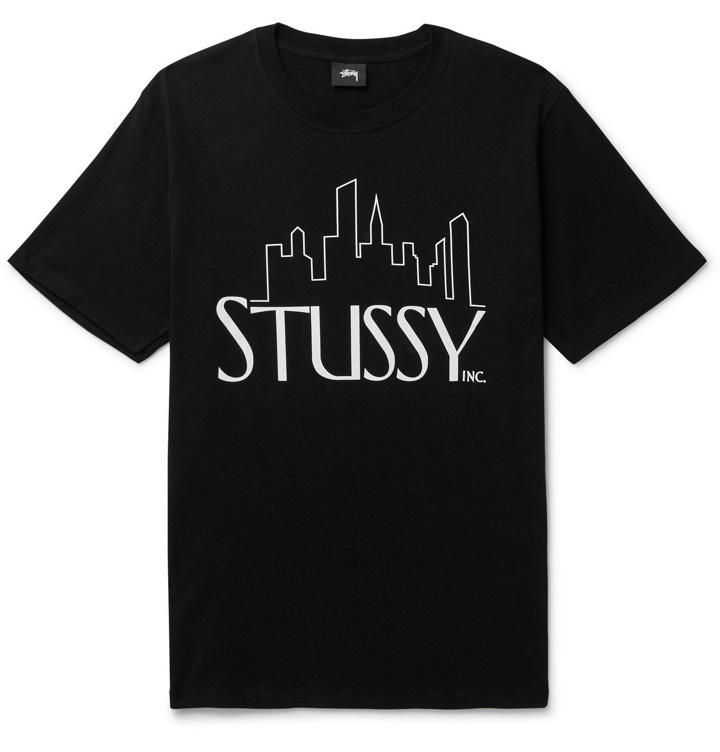 Photo: Stüssy - Printed Cotton-Jersey T-Shirt - Black