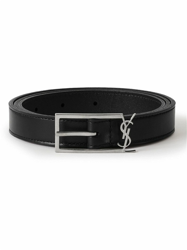 Photo: SAINT LAURENT - 2cm Logo-Embellished Leather Belt - Unknown