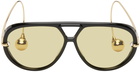 Bottega Veneta Black & Gold Drop Aviator Sunglasses