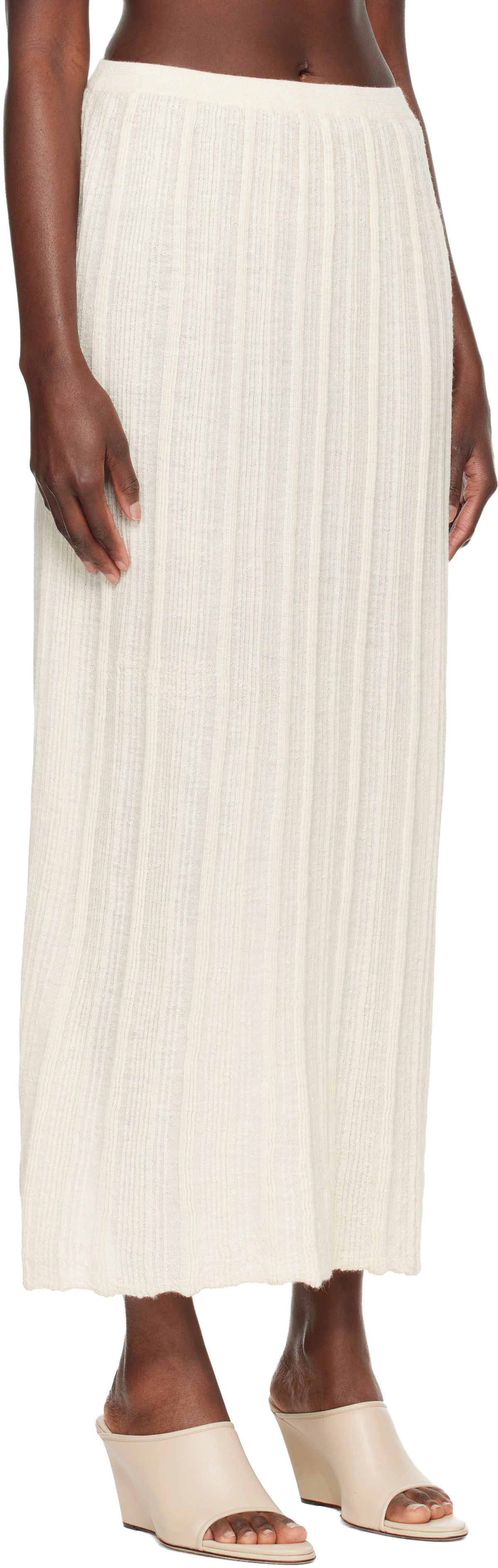 Lauren Manoogian Off-White Plisse Maxi Skirt