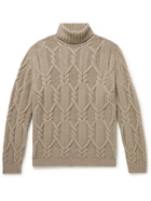 Purdey - Cable-Knit Wool Rollneck Sweater - Brown