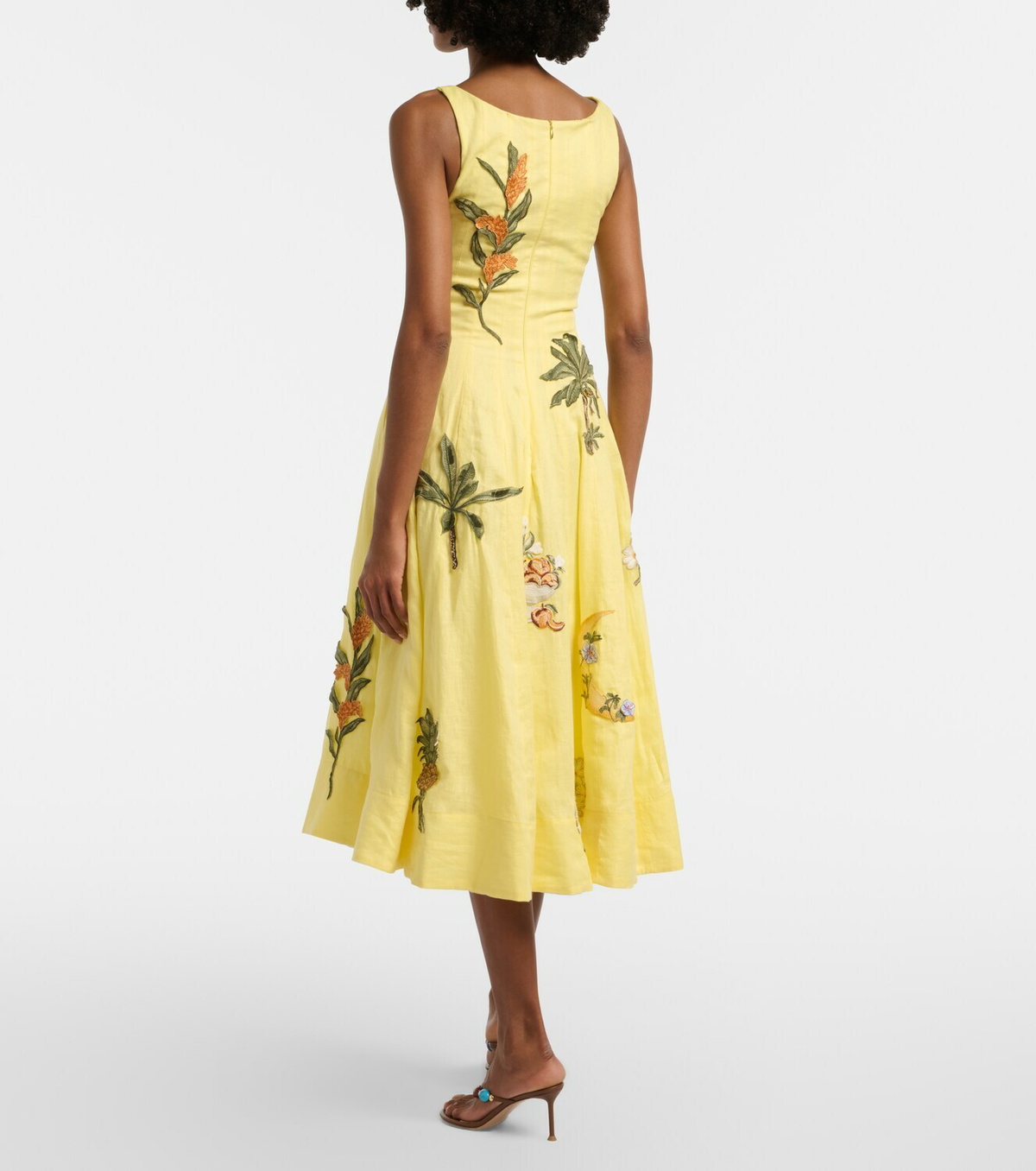 Agua by Agua Bendita Frontera patch-appliqué linen midi dress