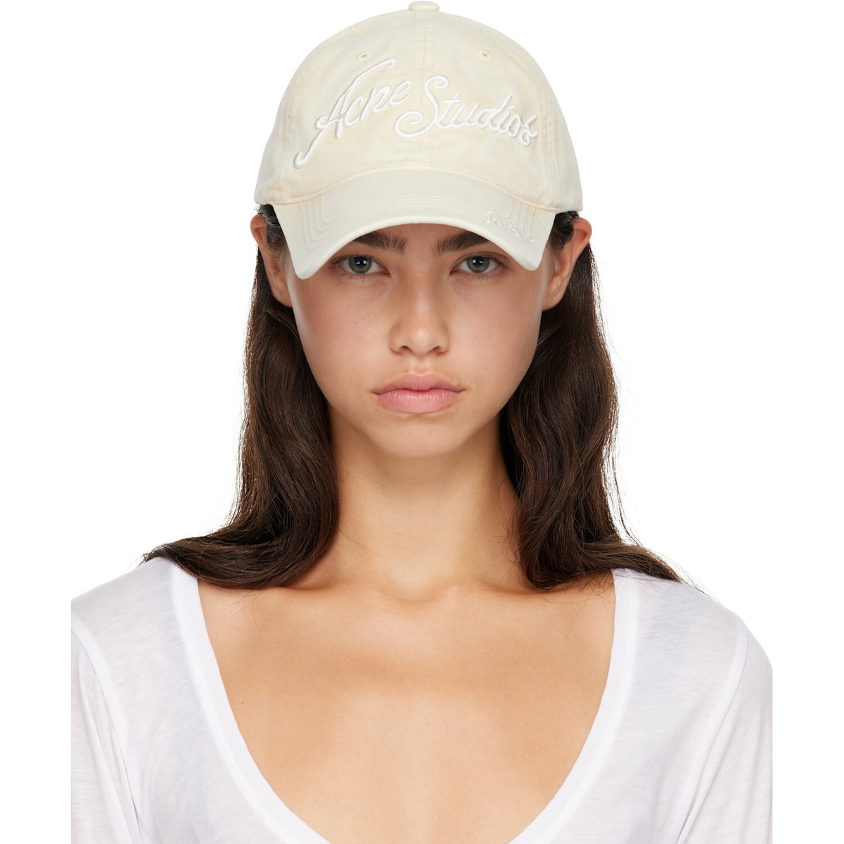 Acne Studios Beige Embroidered-Logo Cap