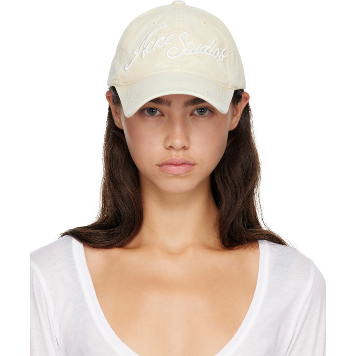 Photo: Acne Studios Beige Embroidered-Logo Cap