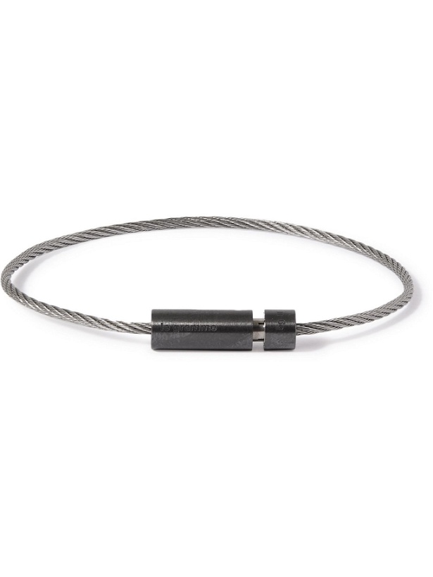 Photo: LE GRAMME - Brushed Blackened Sterling Silver Cable Bracelet - Black