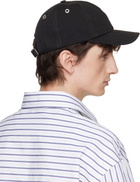 AMI Paris Black Cotton 'Ami de Coeur' Felt Patch Cap