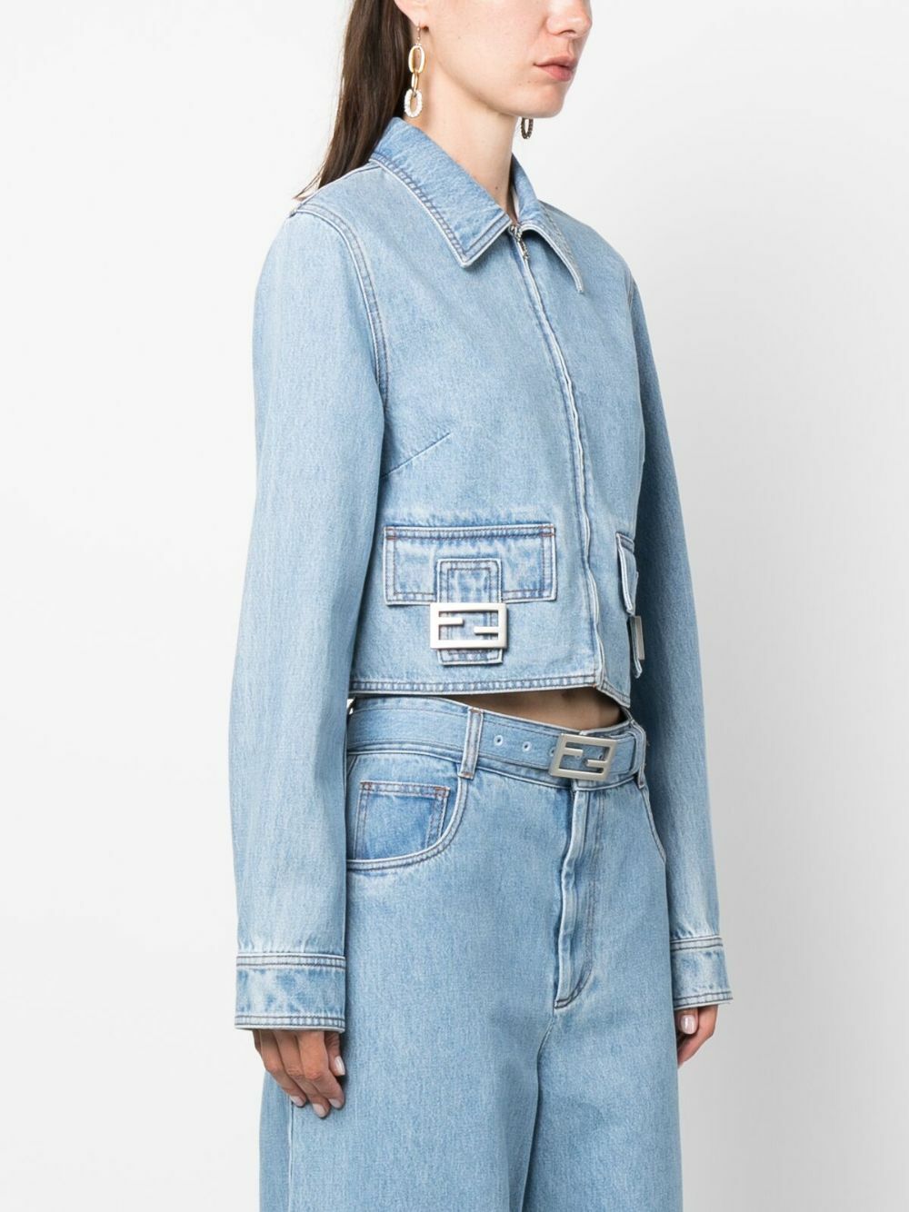 FENDI＊ FF DENIM CHAMBRAY CROPPED JACKET Jacket Denim Blue | Fendi