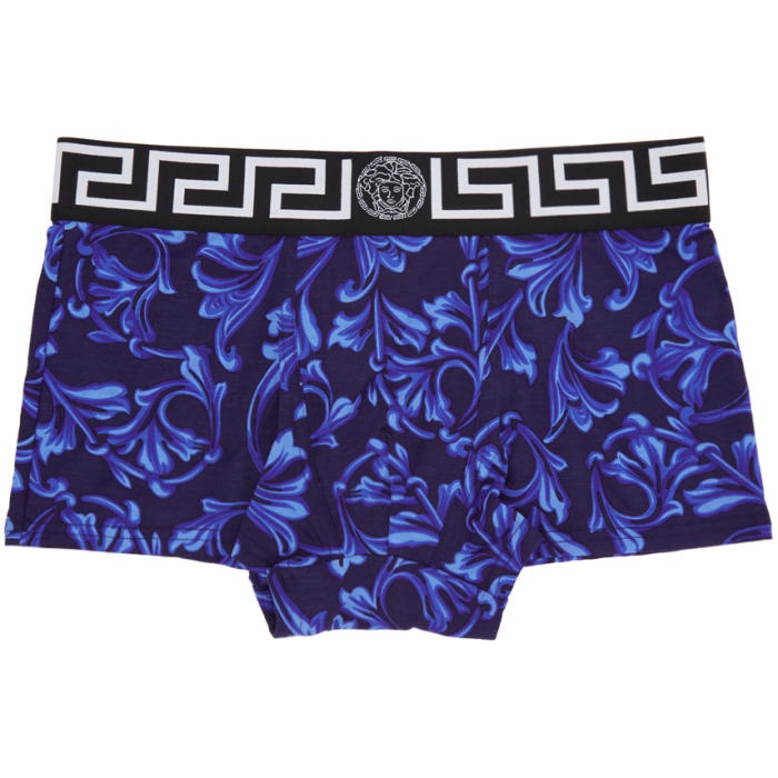 Photo: Versace Underwear Navy and Blue Baroque Medusa Boxer Briefs