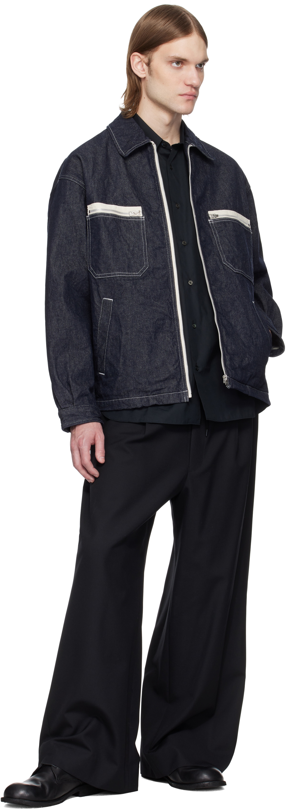 Comme des Garçons Homme Navy Garment Washed Denim Jacket