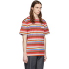 Missoni Red and Multicolor Striped Logo T-Shirt