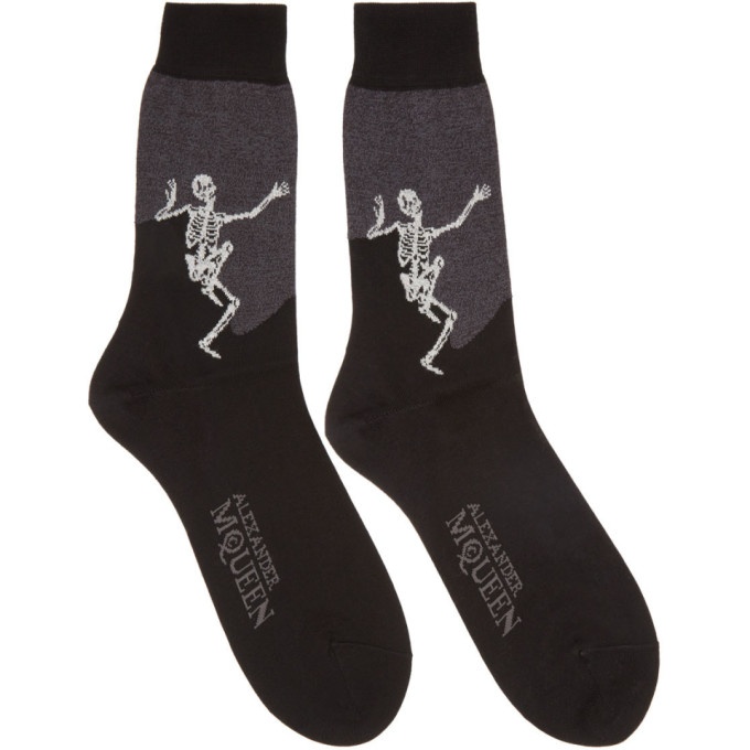 Photo: Alexander McQueen Black and Grey Dancing Skeleton Socks