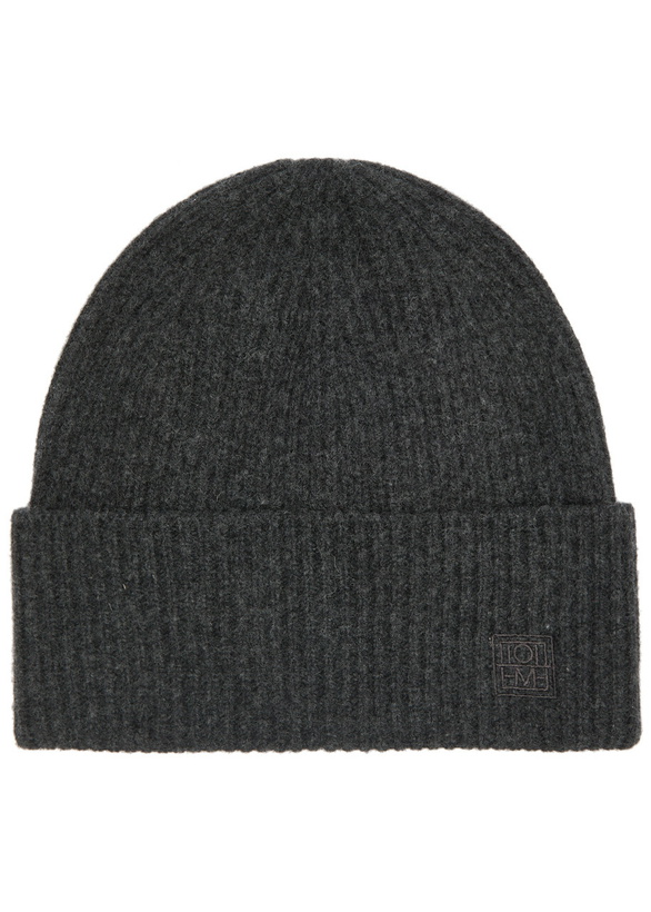 Photo: Toteme Ribbed Wool-blend Beanie - Dark Grey - One Size