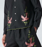 Bode Rosefinch embroidered linen shirt