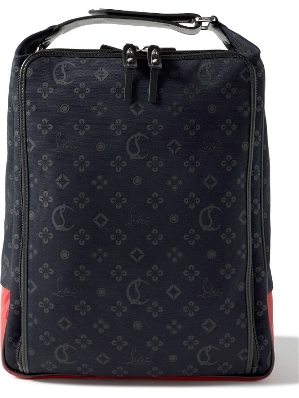 Photo: Christian Louboutin - Hop'N Zip Leather-Trimmed Appliquéd Canvas and Rubber Backpack