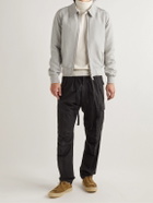 TOM FORD - Leather-Trimmed Wool and Silk-Blend Canvas Bomber Jacket - Gray