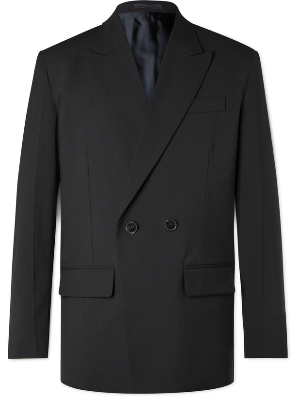 Photo: VALENTINO - Double-Breasted Woven Blazer - Black - 44