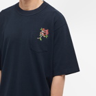 Sacai Men's Flower Embroidery T-Shirt in Navy
