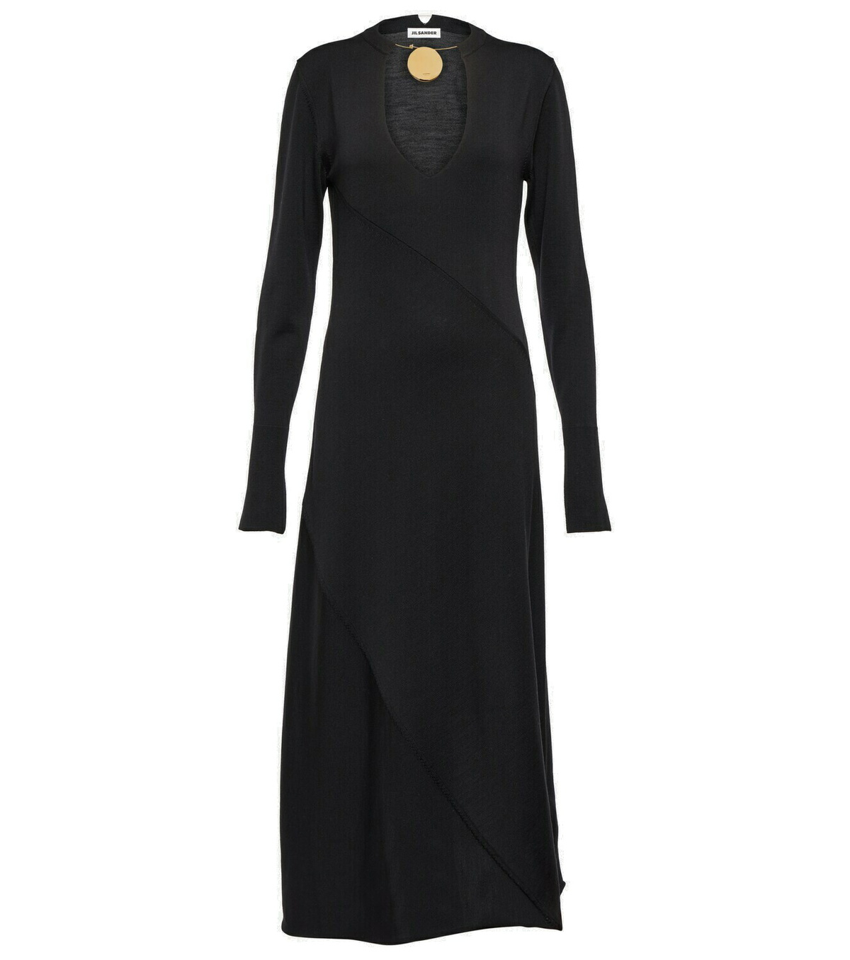 Jil Sander - V-neck virgin wool midi dress Jil Sander Jil Sander - V-neck virgin wool midi dress Jil Sander