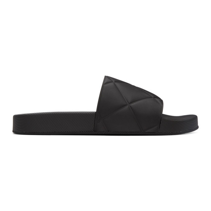 Photo: Bottega Veneta Black Flat Pool Sandals