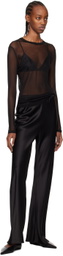 Silk Laundry Black Sheer Long Sleeve T-Shirt