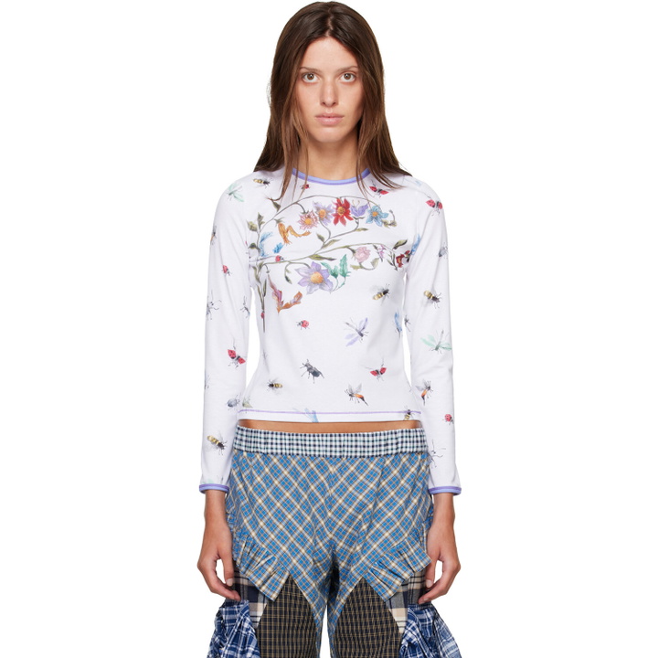 Photo: Chopova Lowena White Floral Buggy Fitted Jersey T-shirt