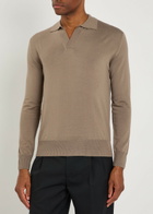 Aurélien Merino Wool Polo Shirt Taupe