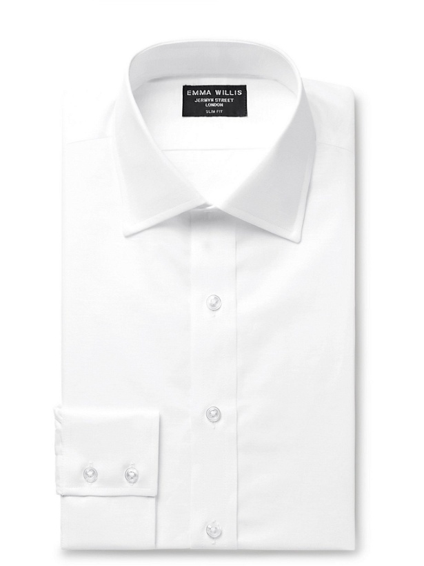 Photo: EMMA WILLIS - Cutaway-Collar Linen and Cotton-Blend Shirt - White