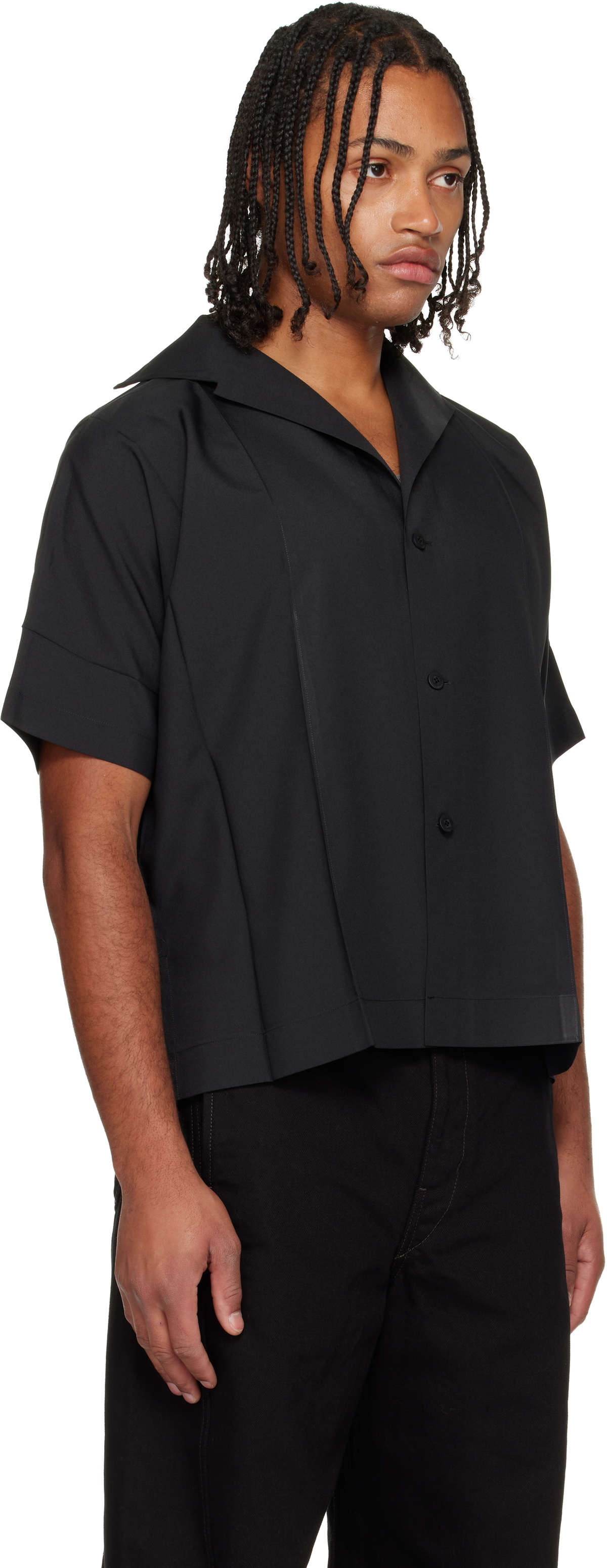 132 5. ISSEY MIYAKE Black Flat Shirt