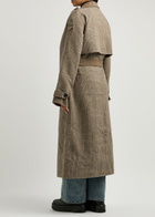 Meotine John Checked Wool-blend Trench Coat Beige