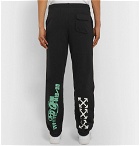 Off-White - Slim-Fit Printed Loopback Cotton-Jersey Sweatpants - Black